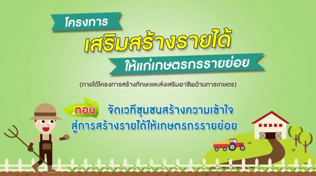 โครงการเสริมสร้างรายได้ ให้แก่เกษตรกรายย่อย (ภายใต้โครงการสร้างทักษะและส่งเสริมอาชีพด้านการเกษตร)