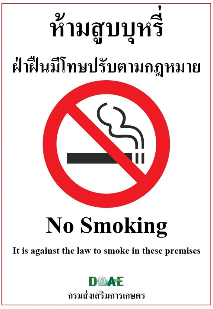 2. เครื่องหมายเขตปลอดบุหรี่สำหรับติดแสดงในสถานที่สาธารณะ