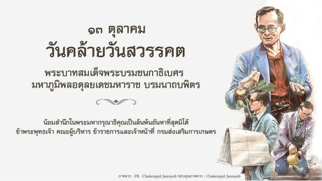 ๑๓ ตุลาคม วันคล้ายวันสวรรคต พระบาทสมเด็จพระบรมชนกาธิเบศร มหาภูมิพลอดุลยเดชมหาราช บรมนาถบพิตร ๑๓ ตุลาคม วันคล้ายวันสวรรคต พระบาทสมเด็จพระบรมชนกาธิเบศร มหาภูมิพลอดุลยเดชมหาราช บรมนาถบพิตร