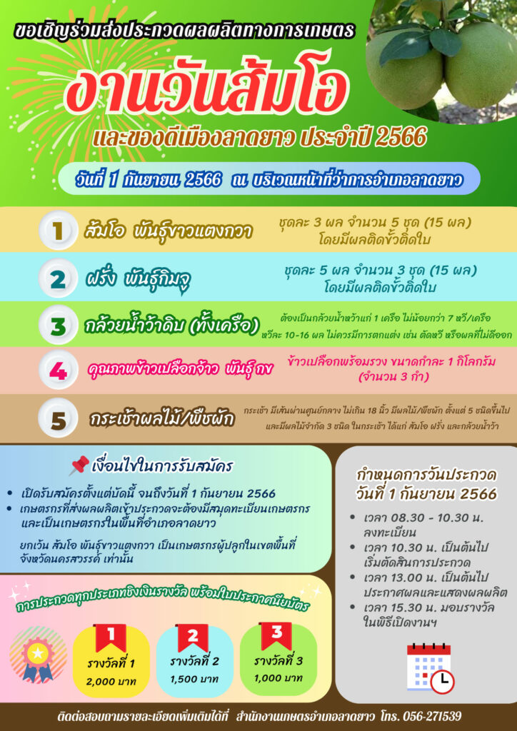 งานวันส้มโอและของดีเมืองลาดยาว ประจำปี 2566