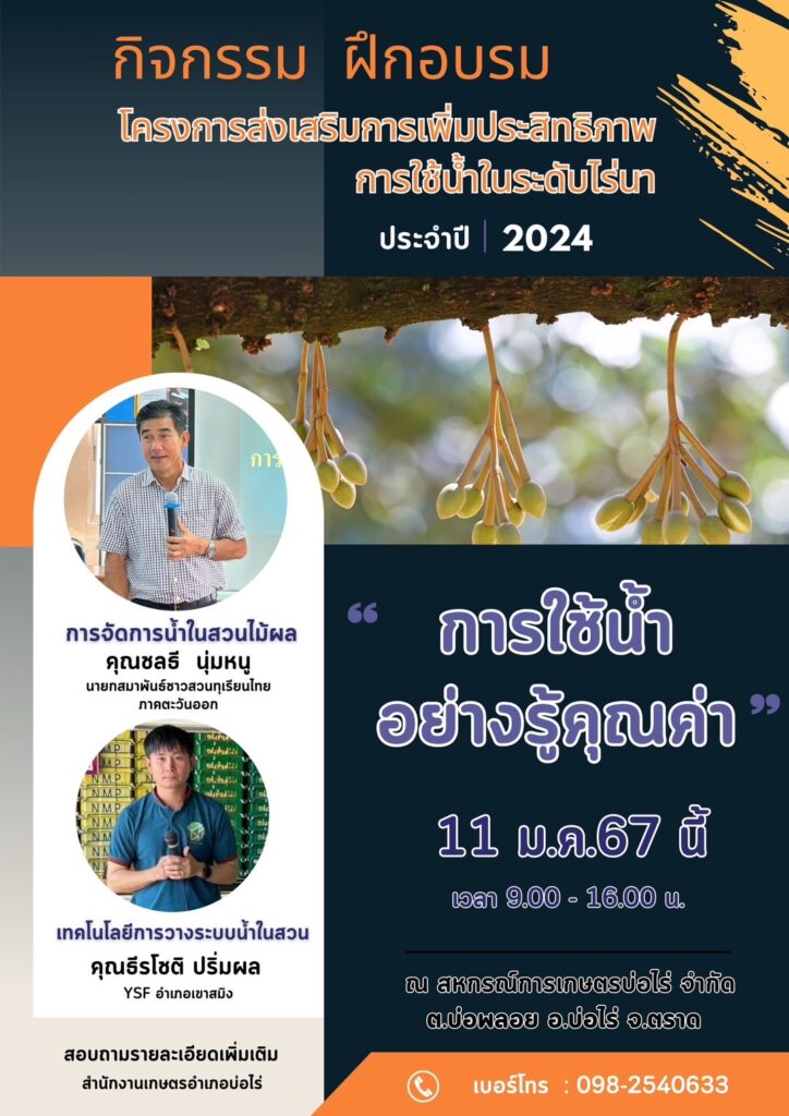 โครงการส่งเสริมการเพิ่มประสิทธิภาพการใช้น้ำในระดับไร่นา (11 มกราคม 2567)