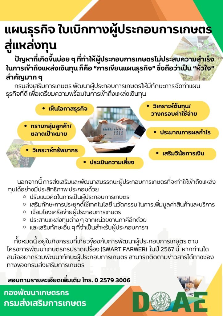 แผนธุรกิจใบเบิกทางผู้ประกอบการเกษตรสู่แหล่งทุน