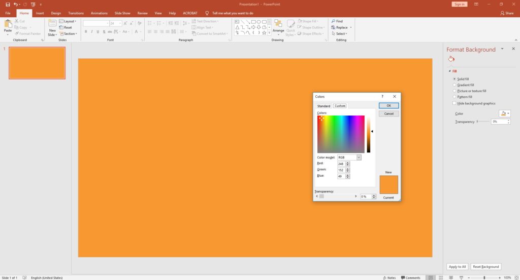 การใช้รหัสสีจากโปรแกรม PowerPoint