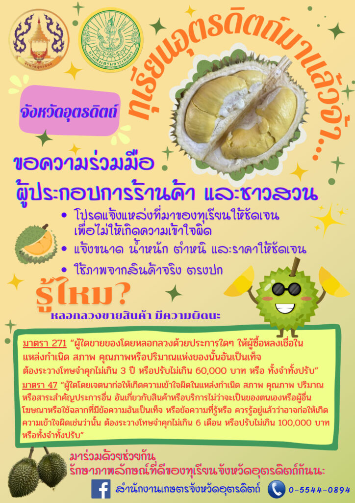 ทุเรียนอุตรดิตถ์มาแล้วจ้า ทุเรียนอุตรดิตถ์มาแล้วจ้า