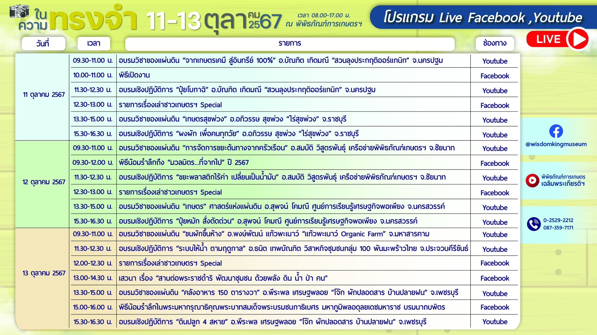 ขอเชิญเที่ยวงานมหกรรมในความทรงจำ 11-13 ตุลาคม 2567