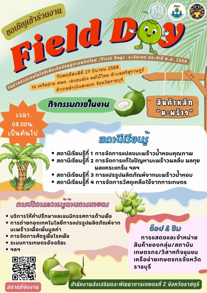 งานวันถ่ายทอดเทคโนโลยี Field Day ระดับเขต จังหวัดราชบุรี งานวันถ่ายทอดเทคโนโลยี Field Day ระดับเขต จังหวัดราชบุรี