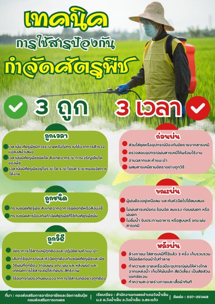เทคนิคการใช้สารป้องกัน กำจัดศัตรูพืช 3 ถูก 3 เวลา