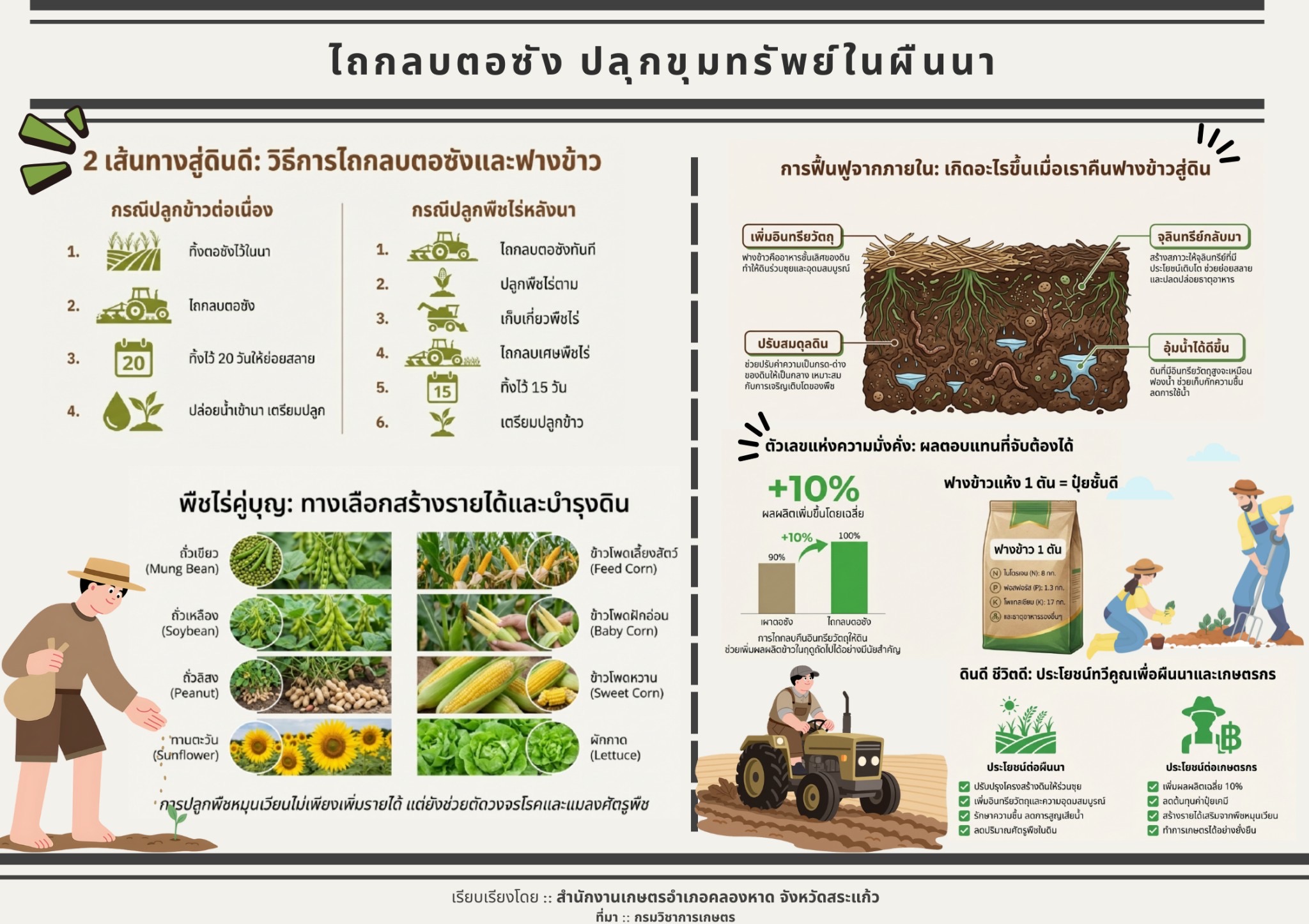 ไถกลบตอซัง ปลุกขุมทรัพย์ในผืนนา ไถกลบตอซัง ปลุกขุมทรัพย์ในผืนนา