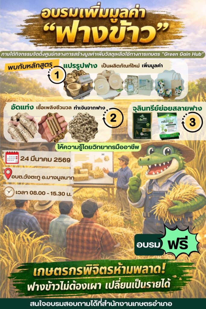 เกษตรกรพิจิตรห้ามพลาด! ฟางข้าวไม่ต้องเผา เปลี่ยนเป็นรายได้ เกษตรกรพิจิตรห้ามพลาด! ฟางข้าวไม่ต้องเผา เปลี่ยนเป็นรายได้